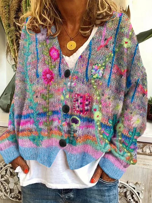 Stuttgart | Timeless Lässiger Flanell-Cardigan mit lockeren Knöpfen