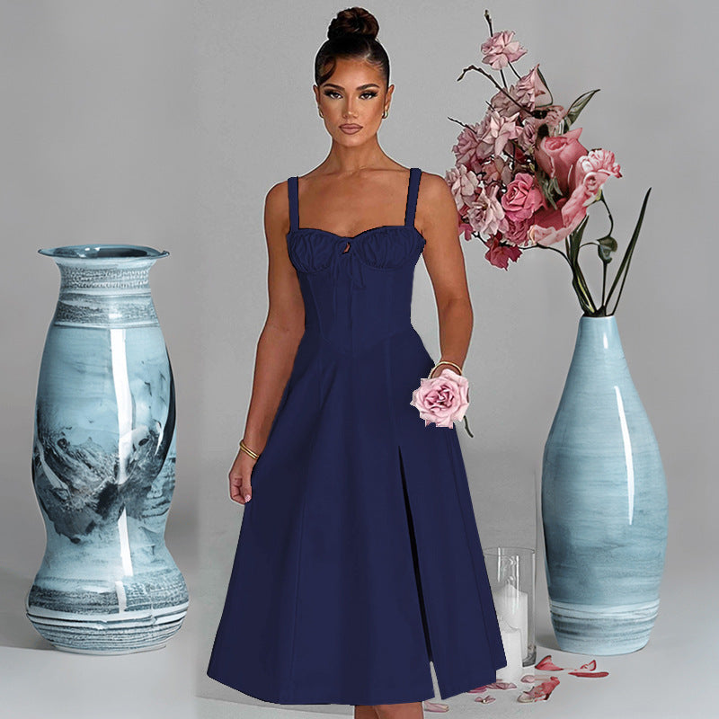 Renata - Abito midi con corsetto e apertura