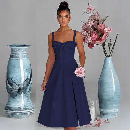 Renata - Abito midi con corsetto e apertura