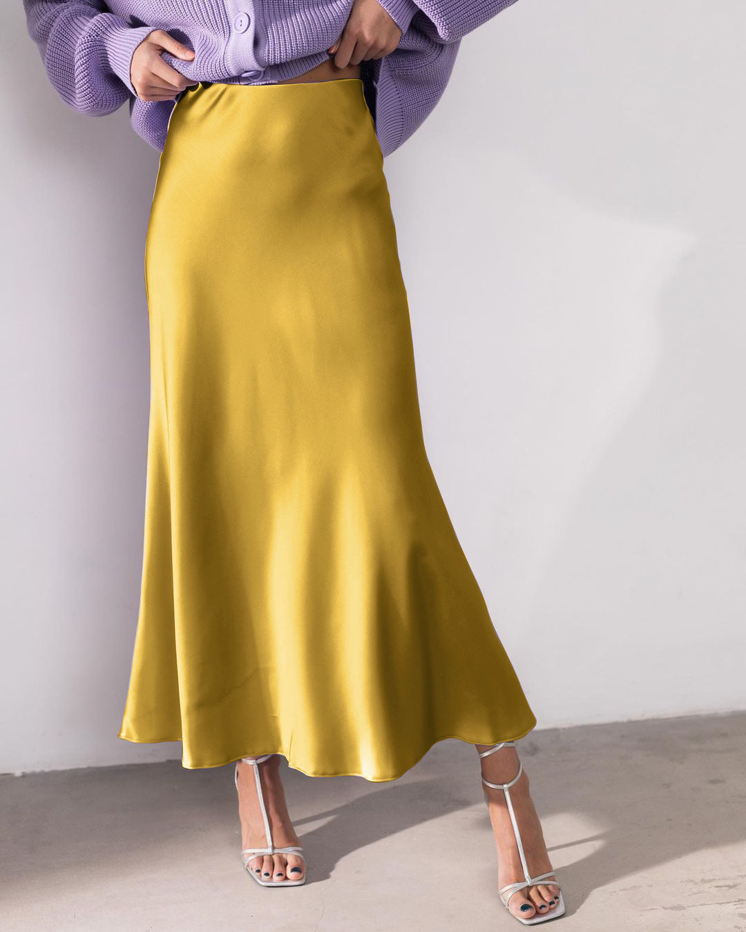 Adalys | Gonna elegante a vita alta in seta con design a coda di sirena