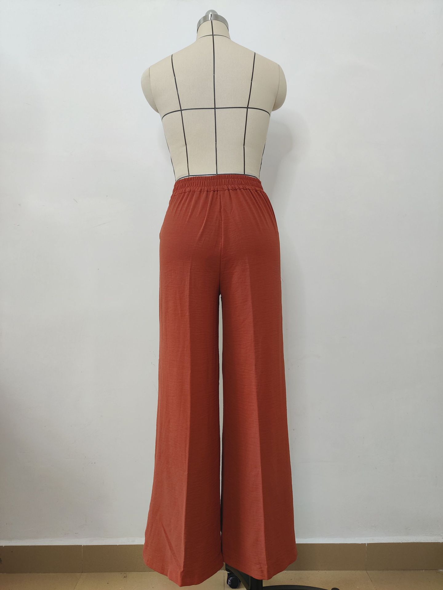 Light blue | Wide-leg, loose-fitting, pleated, solid-colour, casual trousers