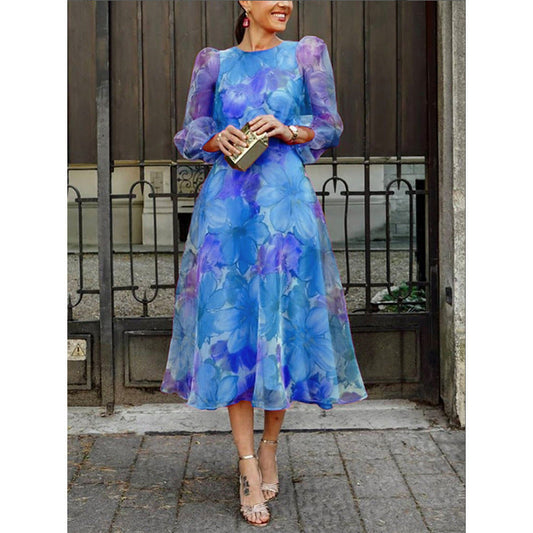 Amalia - Vestido midi de invitada floral rosa