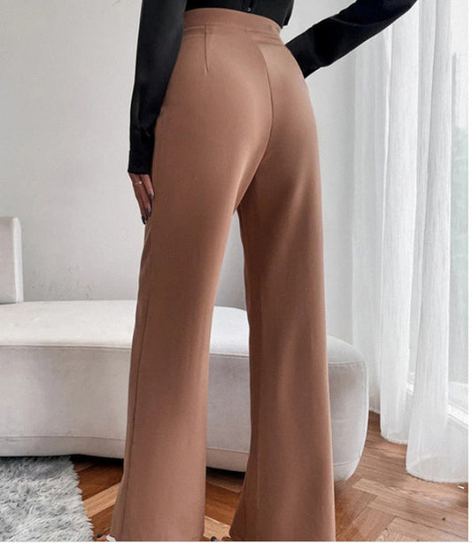 Clara | Pantaloni casual da donna, a vita alta, larghi, a gamba dritta