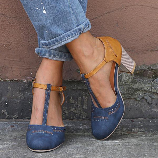Liliosa | Scarpe Ortopediche con Tacco Medio e Cinturino a T