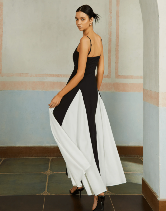 Victoria - Abito lungo con design bicolore
