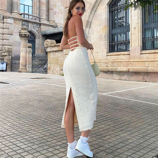Renata - Abito midi con schiena scoperta